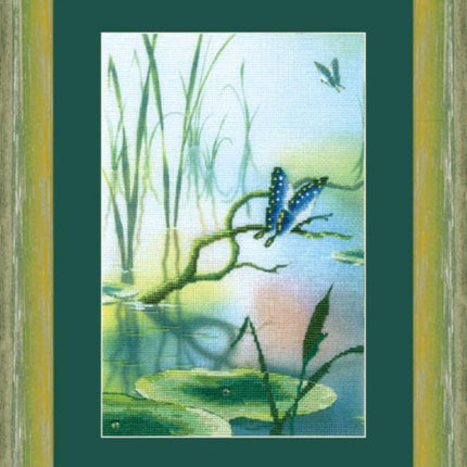 DIY Cross stitch kit with a printed canvas "Butterfly"