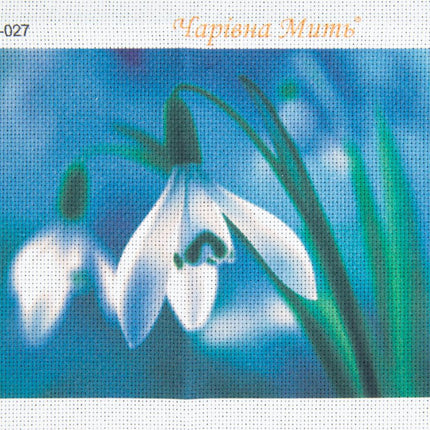 DIY Cross stitch kit with a printed canvas "Lily of the valley"