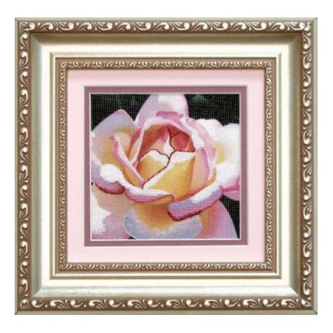 DIY Cross stitch kit with a printed canvas "Tea rose"