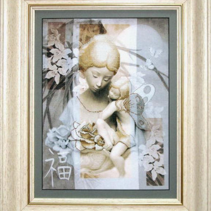 DIY Cross stitch kit with a printed canvas "Little fairy"