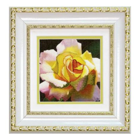 DIY Cross stitch kit with a printed canvas "Tea rose"