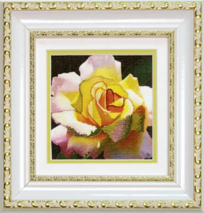 DIY Cross stitch kit with a printed canvas "Tea rose"