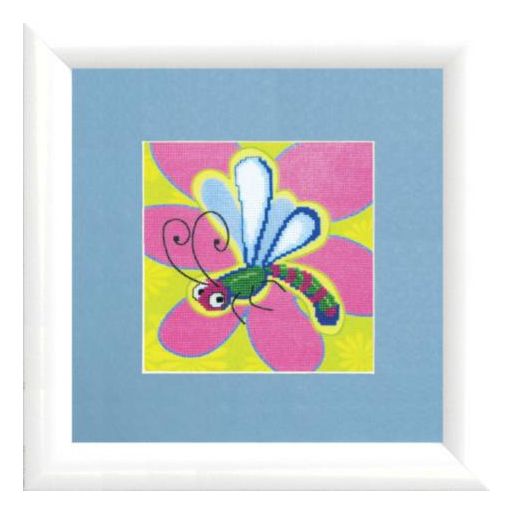 DIY Cross stitch kit with a printed canvas "Dragonfly"