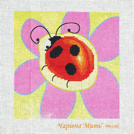 DIY Cross stitch kit with a printed canvas "Ladybug"