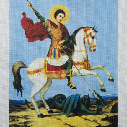 DIY Cross stitch kit with a printed canvas "Saint George"