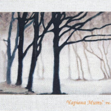DIY Cross stitch kit with a printed canvas "Melancholy"