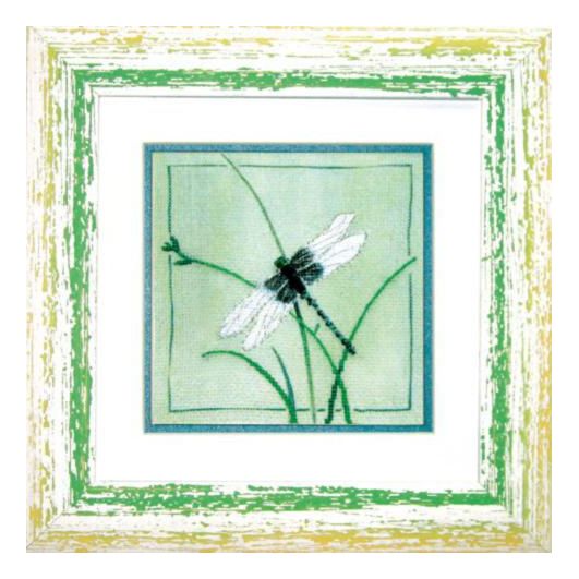 DIY Cross stitch kit with a printed canvas "Dragonfly"