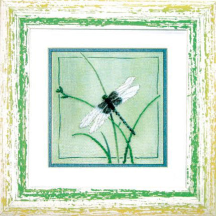 DIY Cross stitch kit with a printed canvas "Dragonfly"