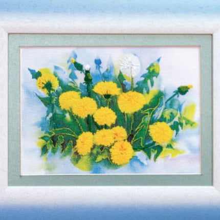 DIY Cross stitch kit with a printed canvas "Dandelions"