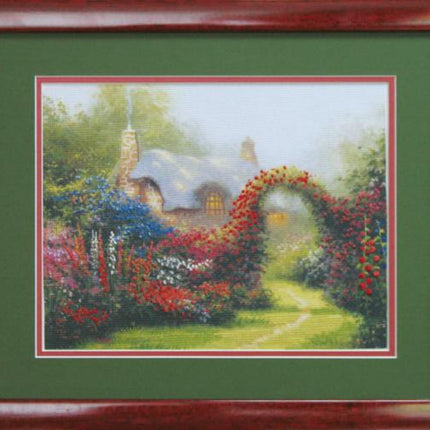 DIY Cross stitch kit with a printed canvas "Summer house"