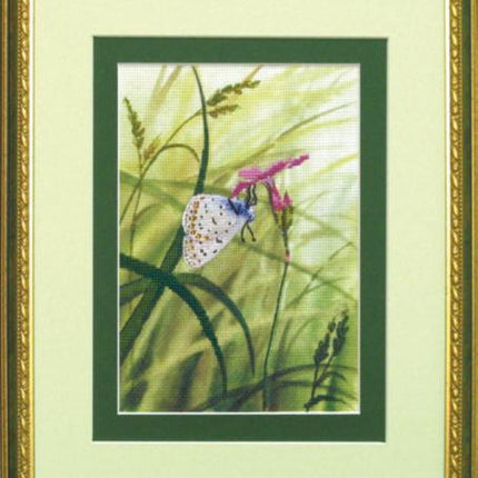 DIY Cross stitch kit with a printed canvas "At the meadow"