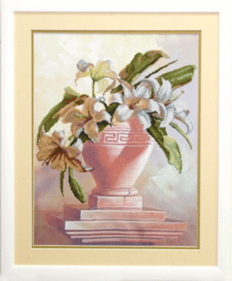 DIY Cross stitch kit with a printed canvas "Bouquet of lilies"