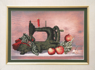 DIY Cross stitch kit with a printed canvas "At work"