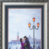 DIY Cross stitch kit with a printed canvas "Lunar night in Venice"