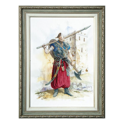 DIY Cross stitch kit with a printed canvas "Cossack-winner"