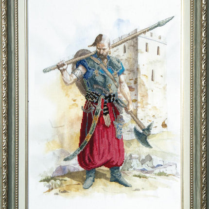 DIY Cross stitch kit with a printed canvas "Cossack-winner"