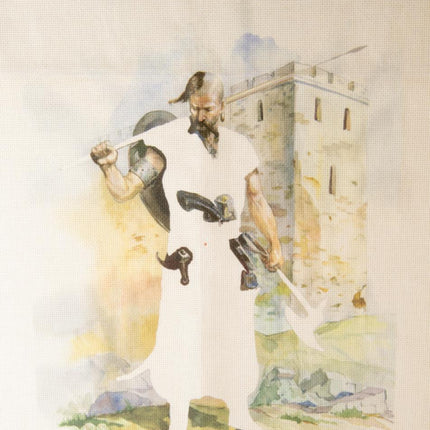 DIY Cross stitch kit with a printed canvas "Cossack-winner"