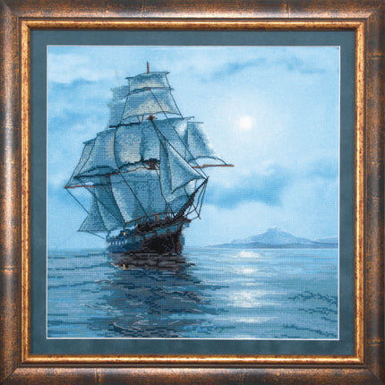 DIY Cross stitch kit with a printed canvas "The Moon's light"
