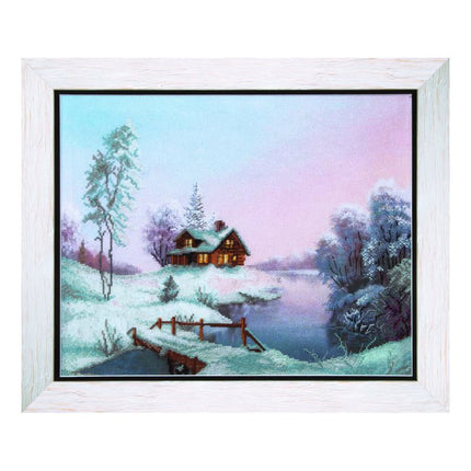 DIY Cross stitch kit with a printed canvas "Frosty morning"