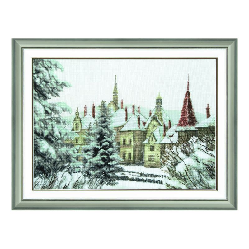 DIY Cross stitch kit with a printed canvas "Christmas in the Carpathians"
