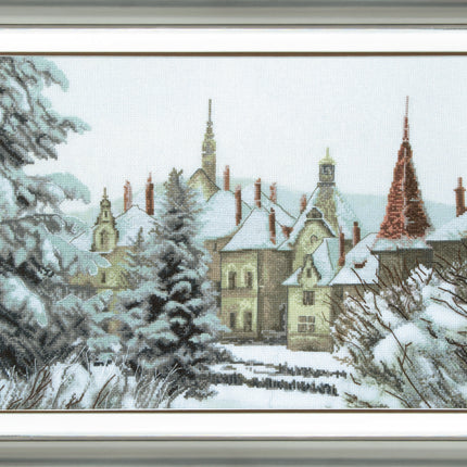 DIY Cross stitch kit with a printed canvas "Christmas in the Carpathians"