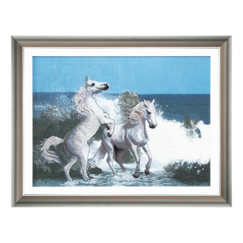 DIY Cross stitch kit with a printed canvas "Sound of a surf"