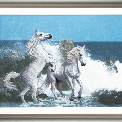 DIY Cross stitch kit with a printed canvas "Sound of a surf"
