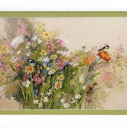 DIY Cross stitch kit with a printed canvas "Flood field"