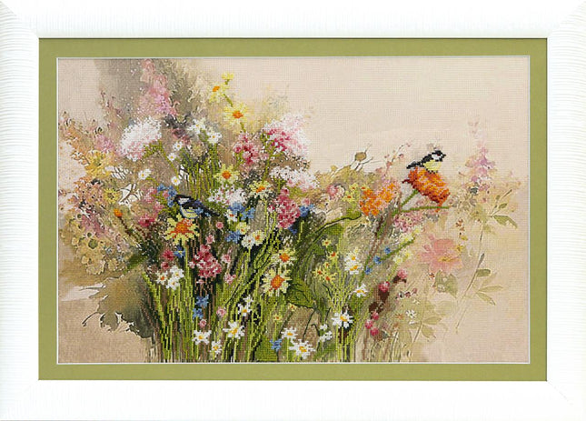 DIY Cross stitch kit with a printed canvas "Flood field"