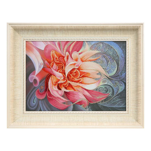 DIY Cross stitch kit with a printed canvas "Peony"