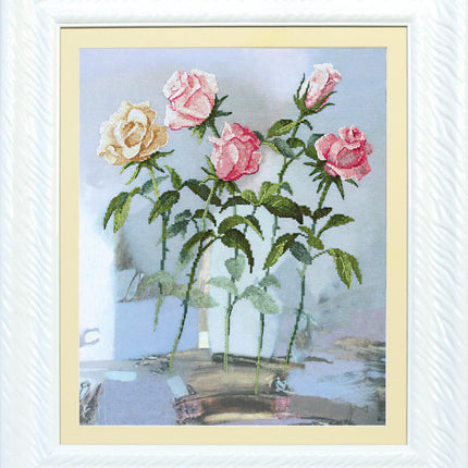 DIY Cross stitch kit with a printed canvas "Awakening of roses"