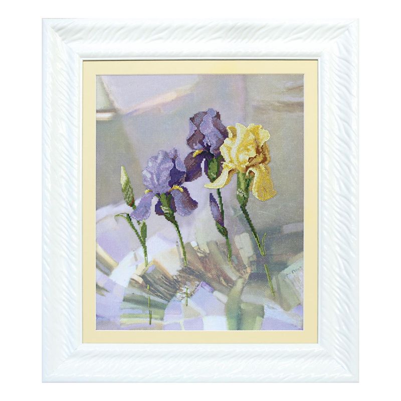 DIY Cross stitch kit with a printed canvas "Awakening of irises"