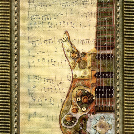 DIY Cross stitch kit with a printed canvas "Sounds of techno"