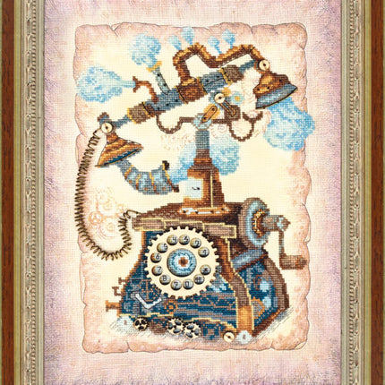 DIY Cross stitch kit with a printed canvas "Waiting for a call"