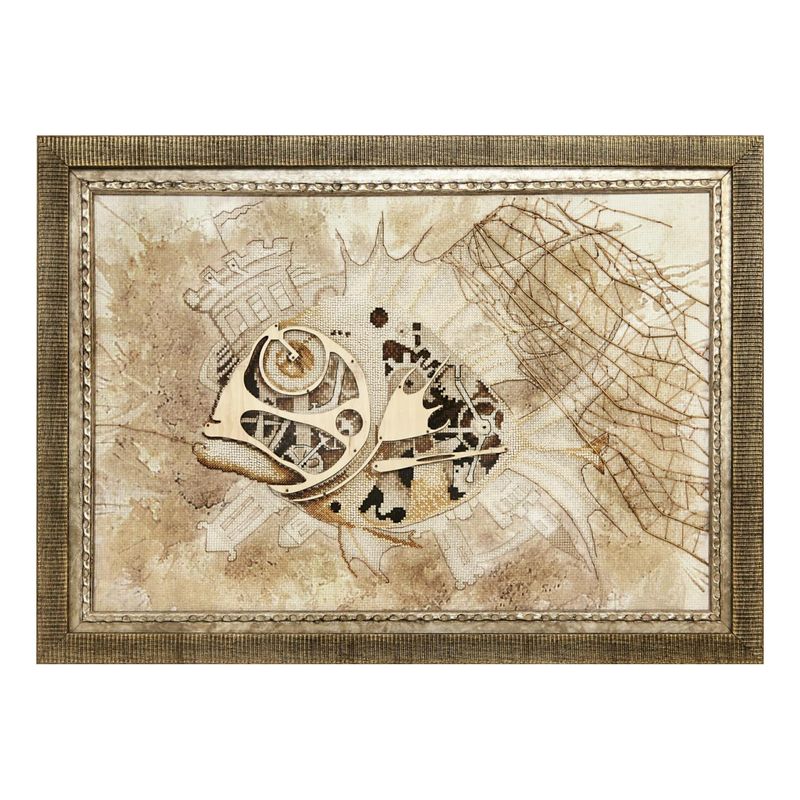 DIY Cross stitch kit with a printed canvas "Mysterious catch"