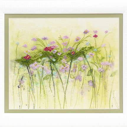 DIY Cross stitch kit with a printed canvas "Spring field"
