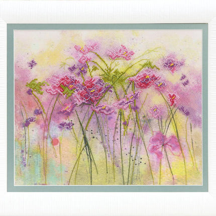 DIY Cross stitch kit with a printed canvas "Summer field"