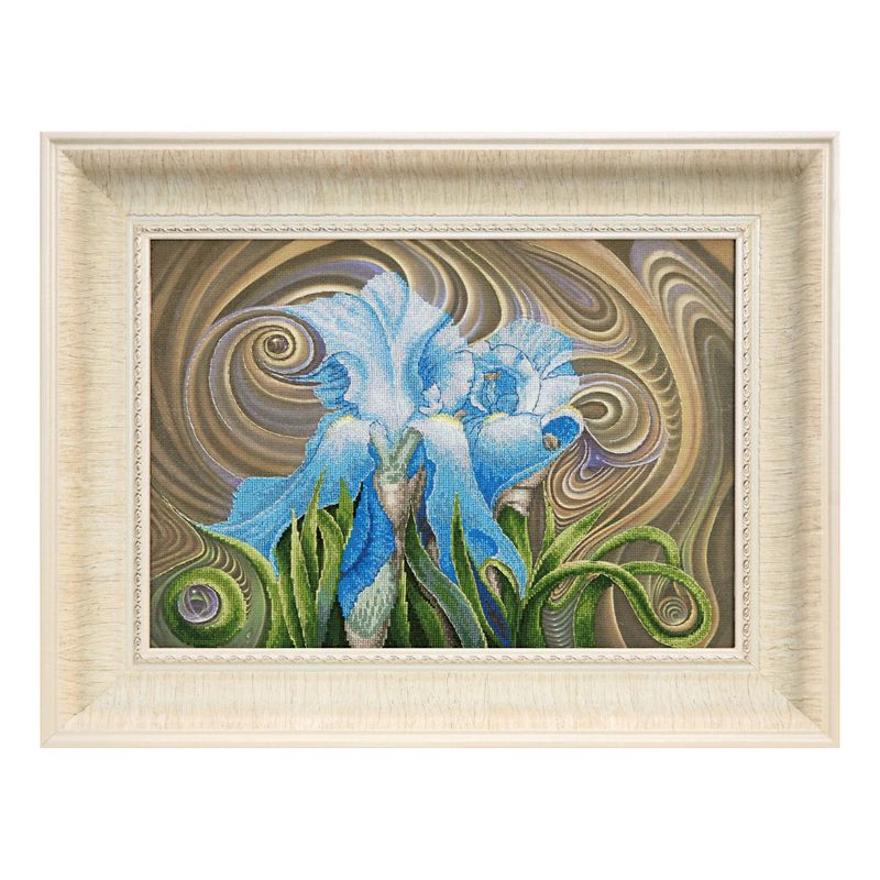 DIY Cross stitch kit with a printed canvas "Irises"