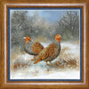 DIY Cross stitch kit with a printed canvas "Partridges at winter meadow"