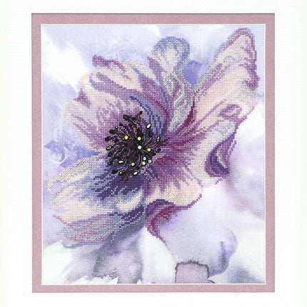 DIY Cross stitch kit with a printed canvas "Lilac mood"