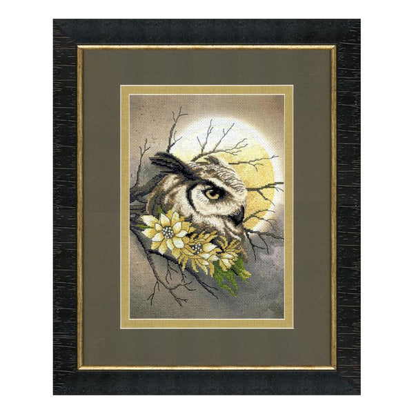 DIY Cross stitch kit with a printed canvas "Eagle-owl at night"