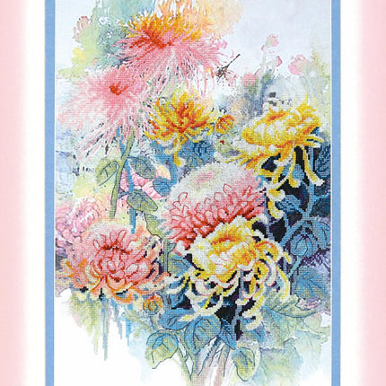 DIY Cross stitch kit with a printed canvas "Splash of colors"