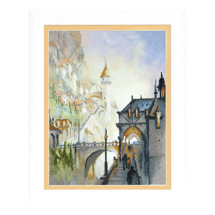 DIY Cross stitch kit with a printed canvas "Castle"