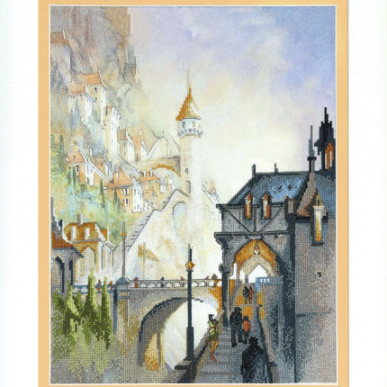 DIY Cross stitch kit with a printed canvas "Castle"