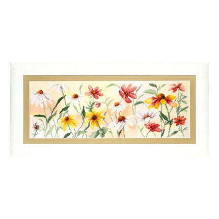 DIY Cross stitch kit with a printed canvas "Colorful flowers"