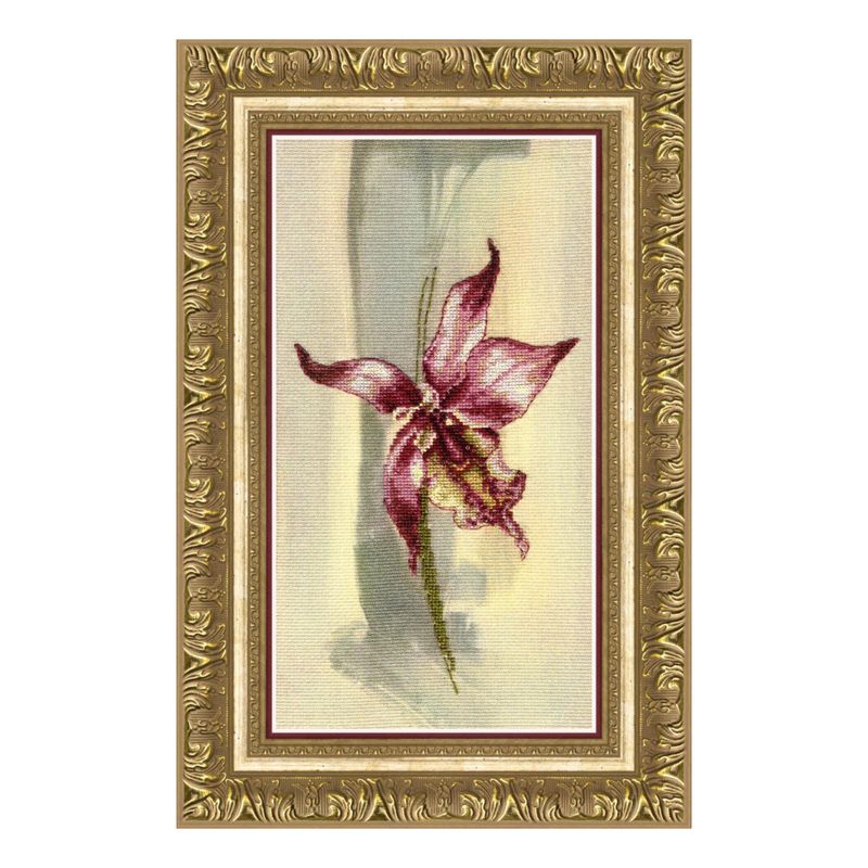 DIY Cross stitch kit with a printed canvas "Lilac orchid"