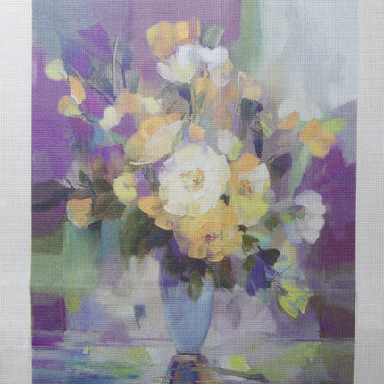 DIY Cross stitch kit with a printed canvas "Water-colour bouquet"