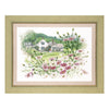 DIY Cross stitch kit with a printed canvas "House with flowers"