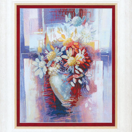 DIY Cross stitch kit with a printed canvas "Flowering"