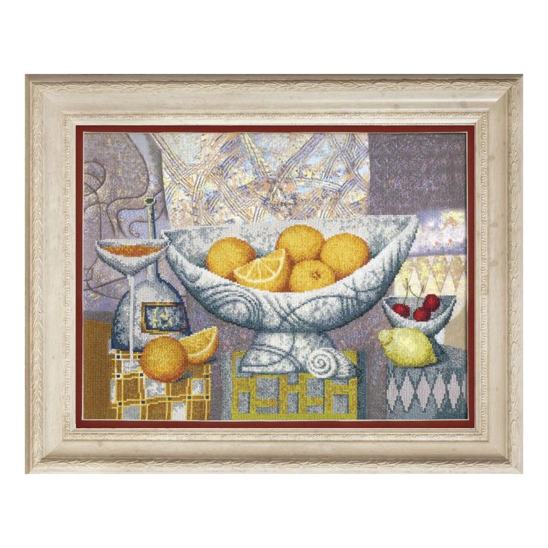 DIY Cross stitch kit with a printed canvas "Oranges matured in warm sun rays"